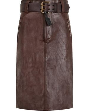 Saint Laurent Gonna in Pelle - Marrone