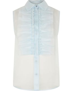 P.A.R.O.S.H. Sleeveless Silk Blouse - Blue