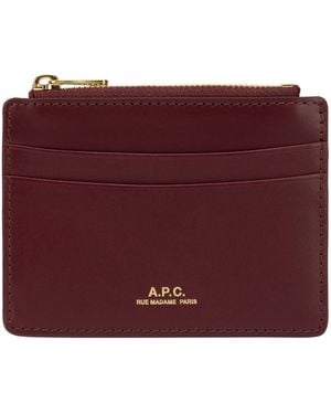 A.P.C. Leather Cardholder - Purple
