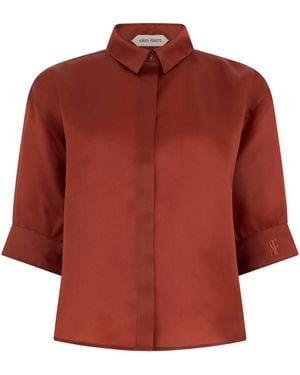 Alberta Ferretti Silk Short-Sleeved Shirt - Red