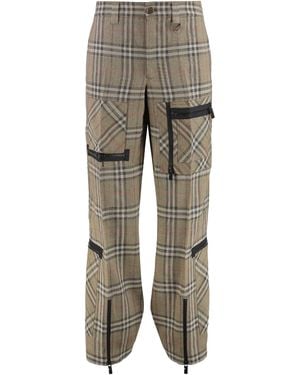 Burberry Cargo Trousers Check Pattern - Grey