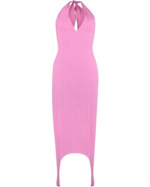 Patou Abito in crêpe con laccio al collo - Rosa