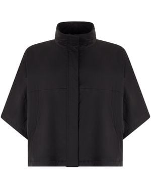 Laminar High Collar Poncho - Black