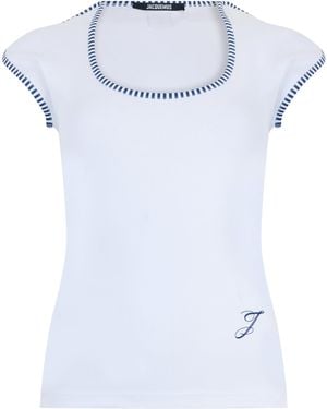 Jacquemus T-Shirt With Striped Edges - White