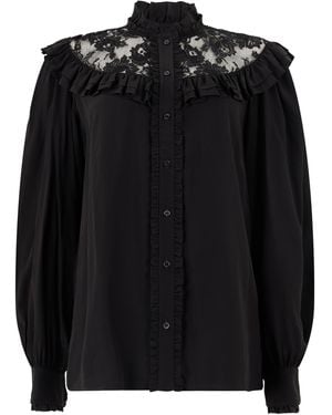 Chloé Blusa in seta con collo a volants - Nero