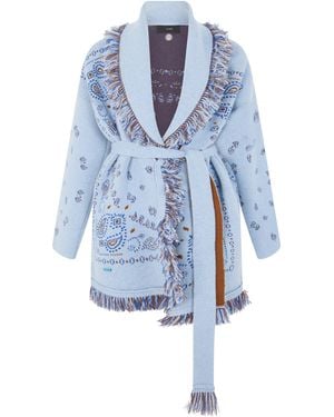 Alanui Cardigan With Belt - Blue