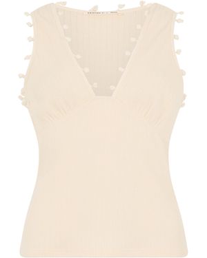 Kristina Ti Cotton Top With Neckline - Natural
