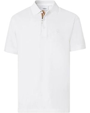 Burberry Eddie Logo Piqué Cotton Polo - White