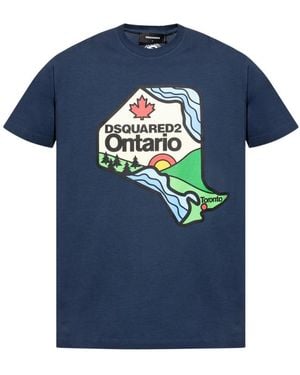 DSquared² Ontario Map T-Shirt - Blue
