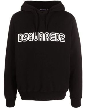 DSquared² Outline Logo-print Cotton Hoodie Black