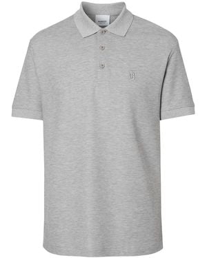Burberry Eddie Logo Piqué Polo - Gray