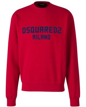 DSquared² Milano Flocked Logo Sweatshirt - Red