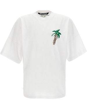 Palm Angels Sketchy Palm Tree Design Oversized Fit T Shirt - White