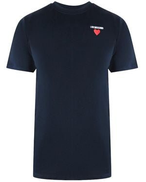 Love Moschino Small Heart Logo T-Shirt - Blue