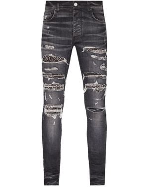 Amiri Bandana Thrasher Ripped Jeans - Gray
