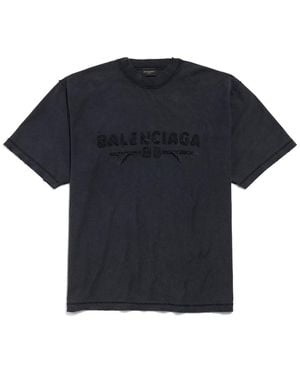 Balenciaga Logo Patch Inside-Out T-Shirt - Blue