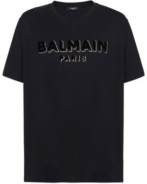 Balmain Foil And Flock T-Shirt For - Black
