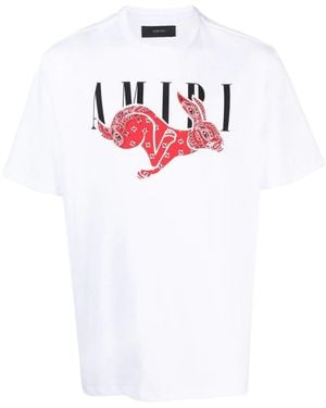 Amiri Cny Bandana Rabbit Print T-Shirt - White