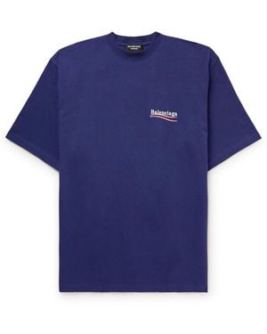 Balenciaga Political Campaign Embroidered Logo T-Shirt - Blue