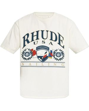 Rhude Usa Sailing Printed T-Shirt - White