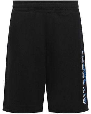 Givenchy Paris Gradient Logo Embroidered Sweat Shorts - Black