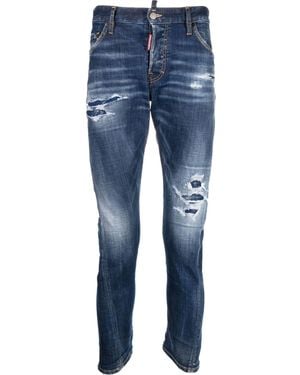 DSquared² 1964 Patch Distressed Slim Jeans Denim - Blue