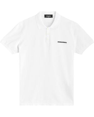 DSquared² Logo Print Piqué Polo Shirt - White
