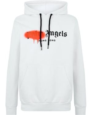 Palm Angels Hong Kong Sprayed Logo Hoodie - White