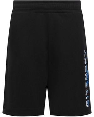 Givenchy Paris Gradient Logo Embroidered Sweat Shorts - Black