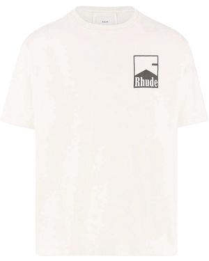 Rhude Chevron Printed Boxy Fit T-Shirt - White