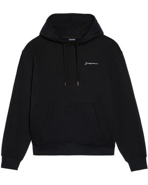 Jacquemus Signature Embroidered Logo Hoodie - Black