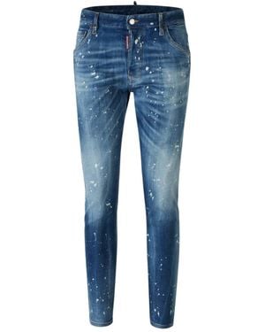 DSquared² Bleach Paint Splatter Jeans - Blue