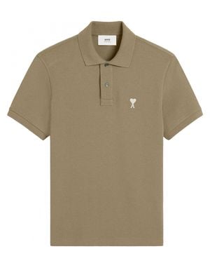 Ami Paris 'Ami De Coeur' Polo Shirt - Natural