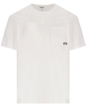 Loewe Two-Tone Anagram Embroidered Pocket T-Shirt - White