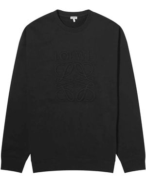 Loewe Anagram Tonal Logo Relaxed Fit Crewneck Sweatshirt - Black