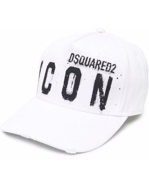 DSquared² Distressed Icon Printed Cap - White