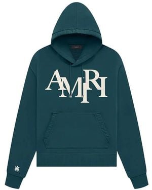 Amiri Staggered Logo Hoodie - Green