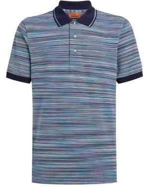 Missoni Striped Slub Polo Shirt - Blue