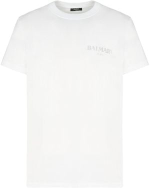 Balmain Vintage Gel Logo T-Shirt - White
