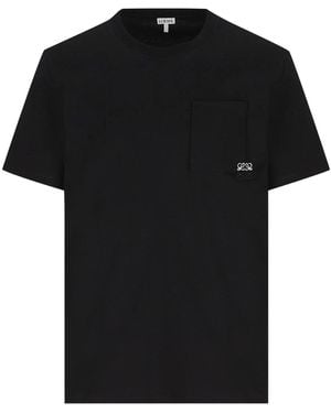 Loewe Two-Tone Anagram Embroidered Pocket T-Shirt - Black