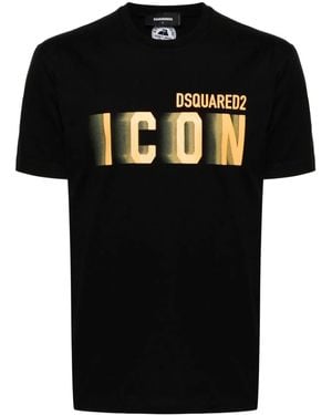 DSquared² Icon Blur Cool Logo Cotton T-Shirt - Black