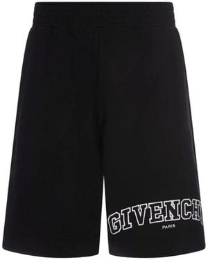 Givenchy College Logo Embroidered Cotton Shorts - Black
