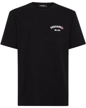 DSquared² Regular Fit Rubber Logo T-Shirt - Black