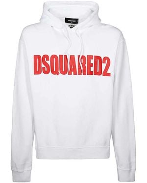 DSquared² Large Logo Printed Hoodie - White