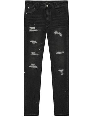 Magrit Noir Ripped Slim Jeans - Grey