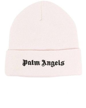 Palm Angels Brand Logo Beanie - Natural