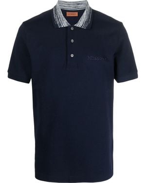 Missoni Striped Collar Polo Shirt - Blue