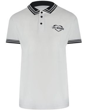 Love Moschino Twin Tipped Collar Polo Shirt - White