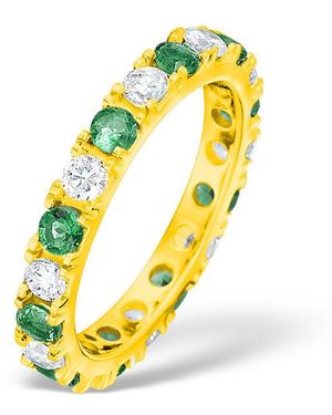 The Diamond Store Poppy 18K Emerald 0.70Ct And G/Vs 2Ct Diamond Eternity Ring - Yellow