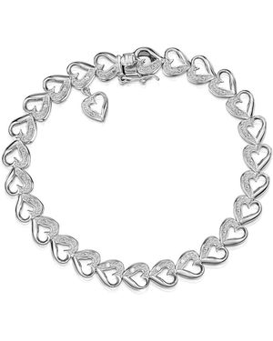 The Diamond Store Diamond Heart Sterling Bracelet - Metallic